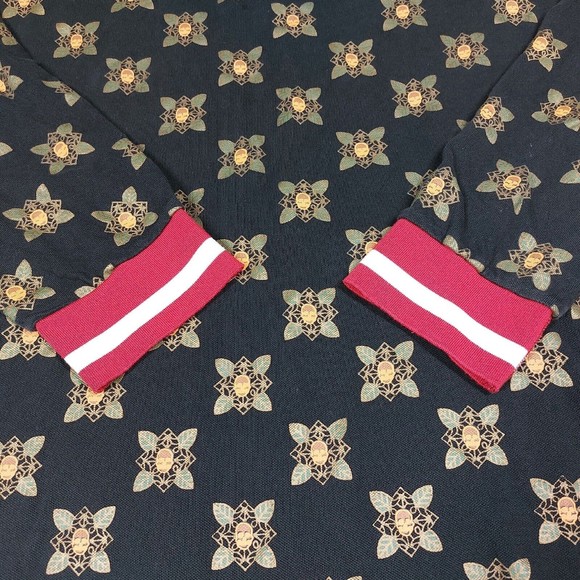 Reason Shirt Size 3XL Long Sleeve Polo Embroidered Rose Skull Snap Button - Picture 11 of 16